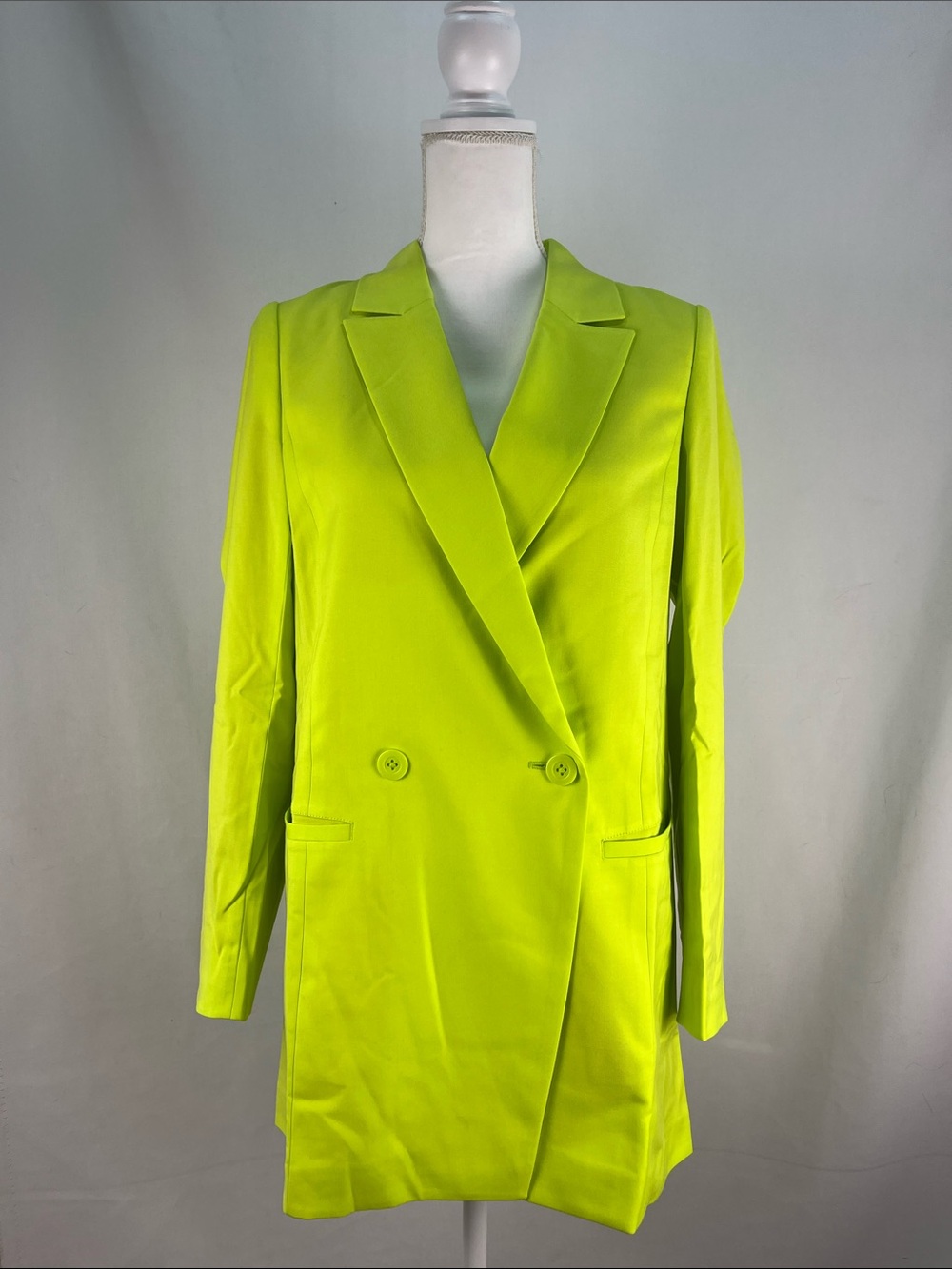 WILDFANG The Empower Double Breasted Blazer Neon Green NWT